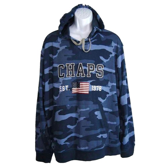 Chaps Other - Chaps Mens 2XL Hoodie Pullover Sweat shirt Blue Camouflage NWT